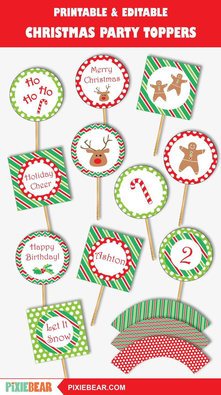Christmas Cupcake Toppers, Printable Christmas Decorations intended for Free Printable Christmas Cupcake Toppers