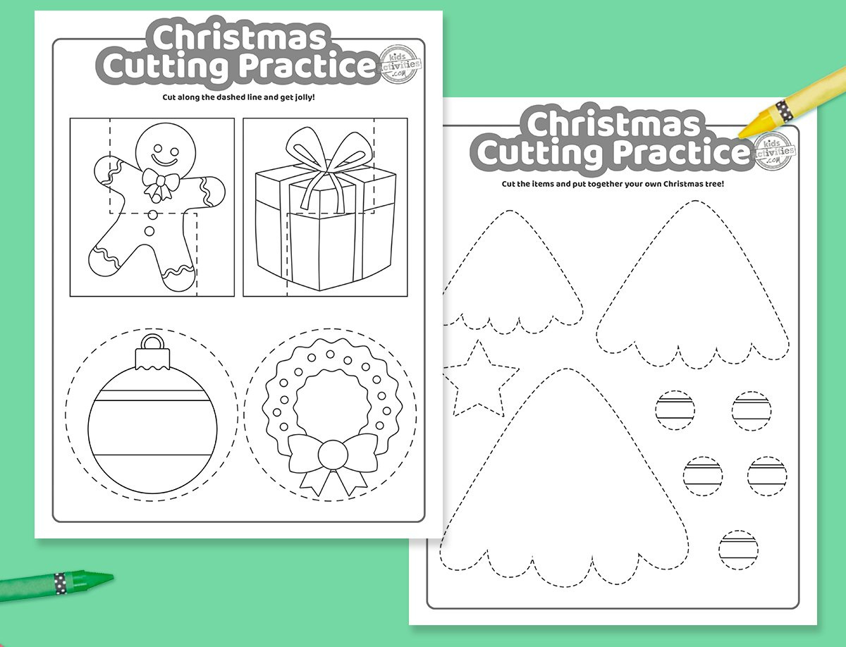 Christmas Cutting Practice Coloring Pages For Kids! Kids intended for Free Printable Christmas Cutting Activities