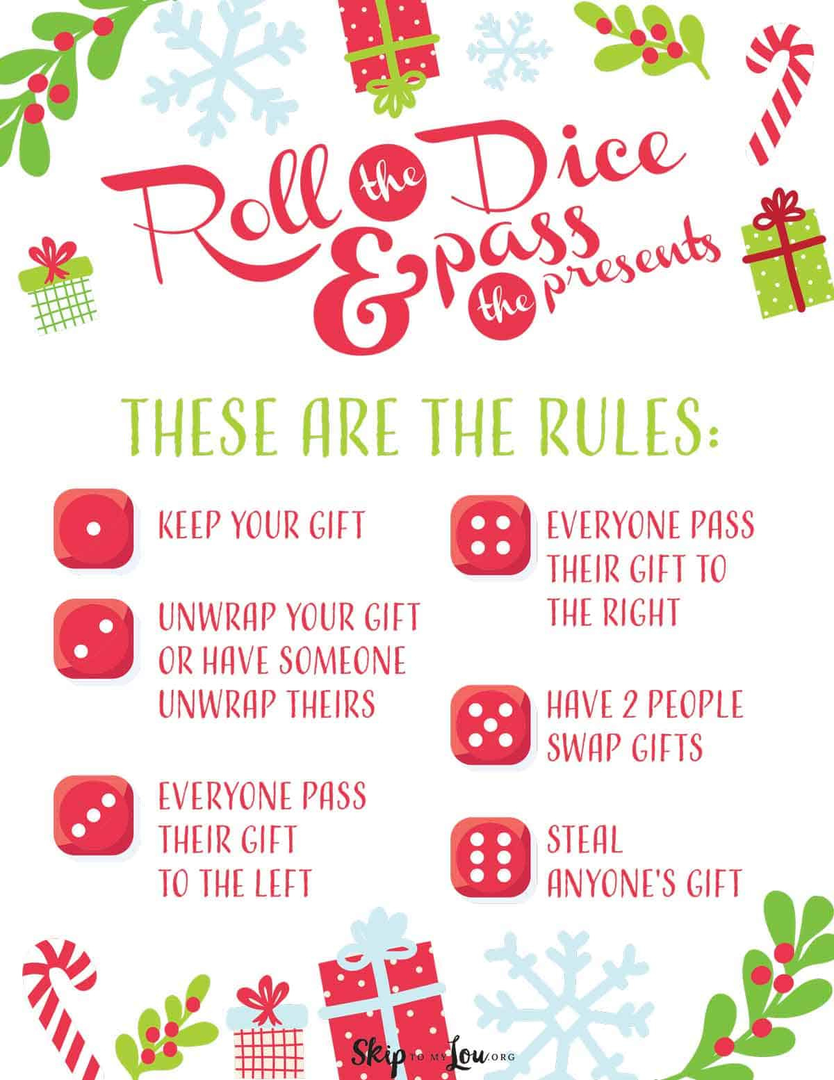 Christmas Dice Game For A Fun Gift Exchange | Skip To My Lou with regard to Free Printable Christmas Dice Game Printable