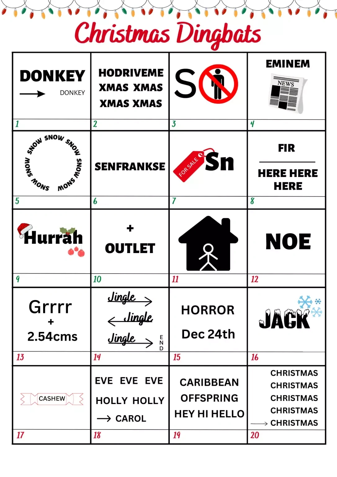Christmas Dingbats - Printable Game With Answers 2025 in Free Printable Christmas Dingbats with Answers
