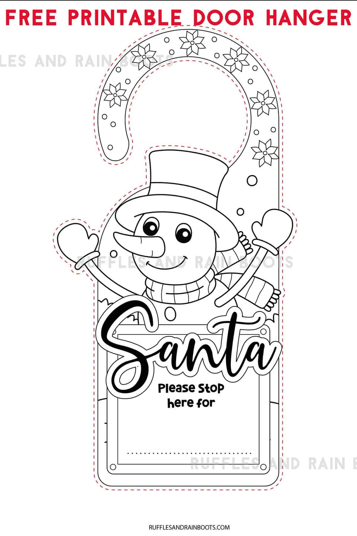 Christmas Door Hanger Printable Coloring Page - Ruffles And Rain Boots in Printable Christmas Door Hangers