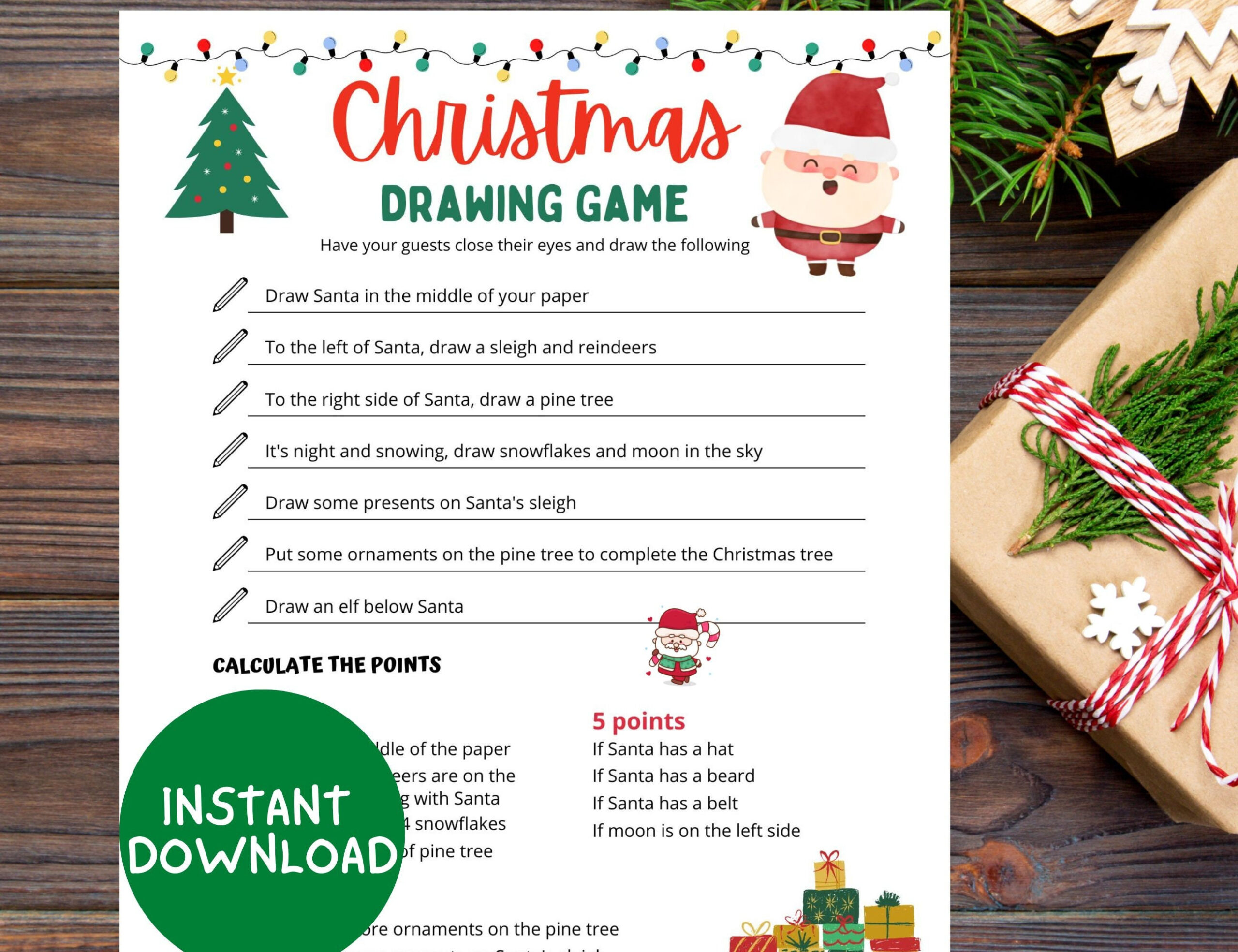 Christmas Drawing Game, Printable Christmas Game For Kids And intended for Printable Christmas Drawing Game