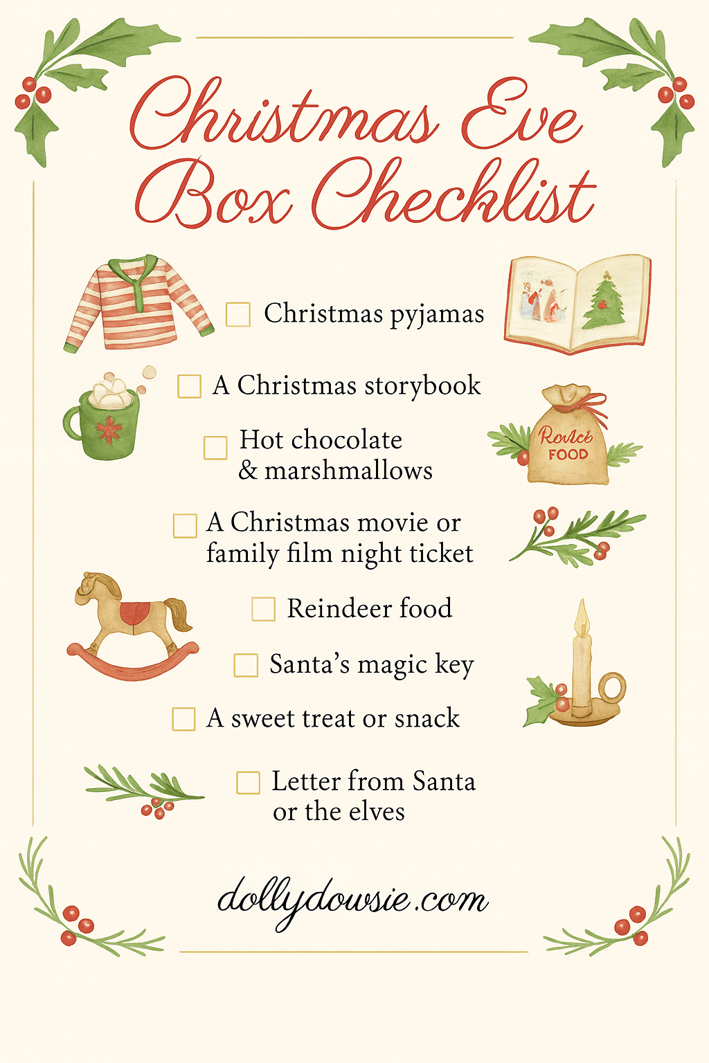 Christmas Eve Box Checklist (With Free Printable) - Dolly Dowsie inside Free Christmas Eve Box Printable