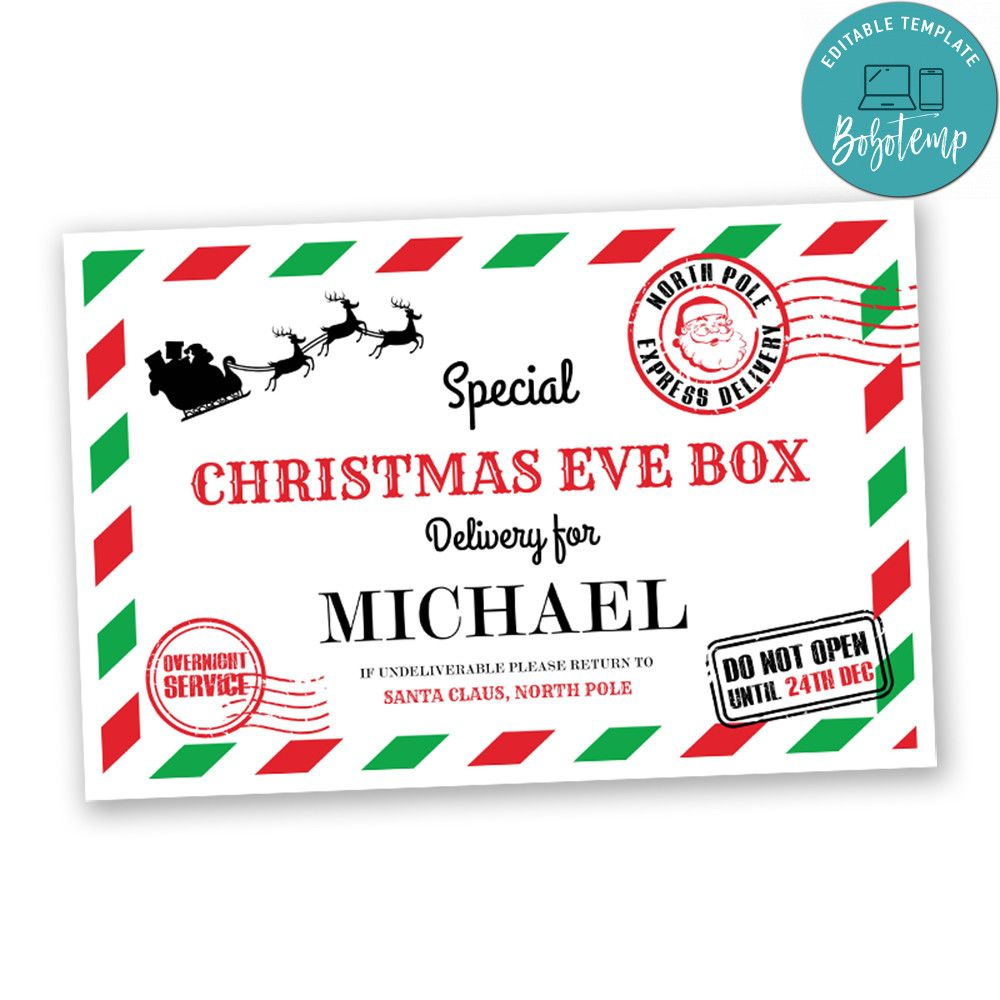 Christmas Eve Box Svg Customizable Template Instant Download throughout Free Printable Christmas Eve Box Label Template