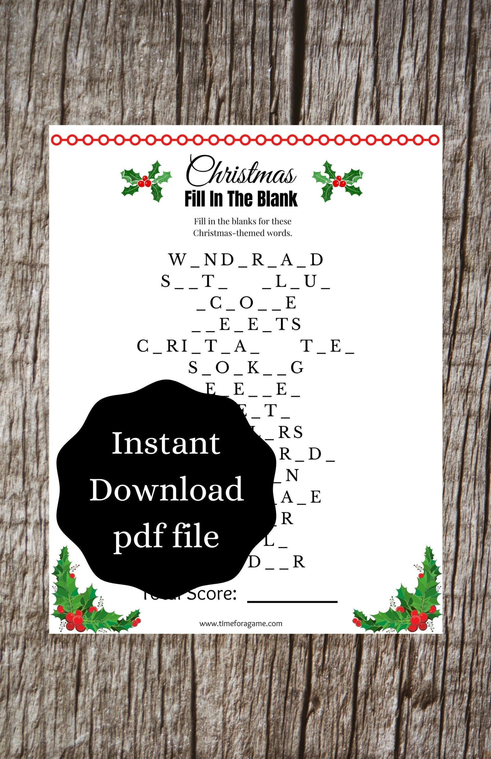 Christmas Fill In The Blank Game | Holiday Party Printable (Pdf with Printable Christmas Fill in the Blank