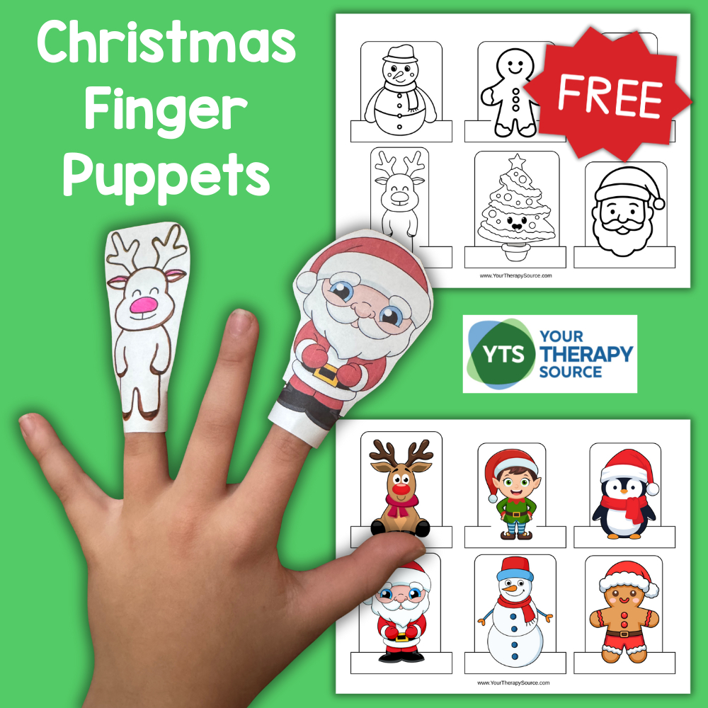 Christmas Finger Puppets Free Printables - Your Therapy Source throughout Printable Christmas Finger Puppets