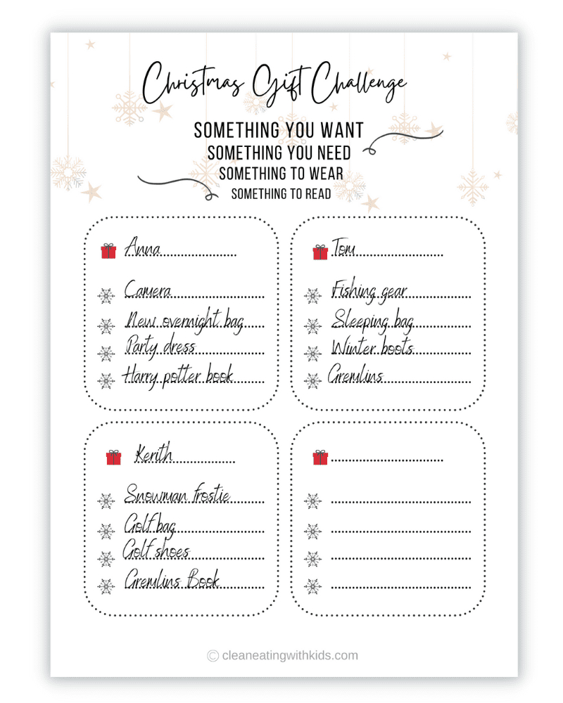 Christmas Gift Challenge {The 4 Gift Rule For Christmas} pertaining to Four Gift Rule For Christmas Printable