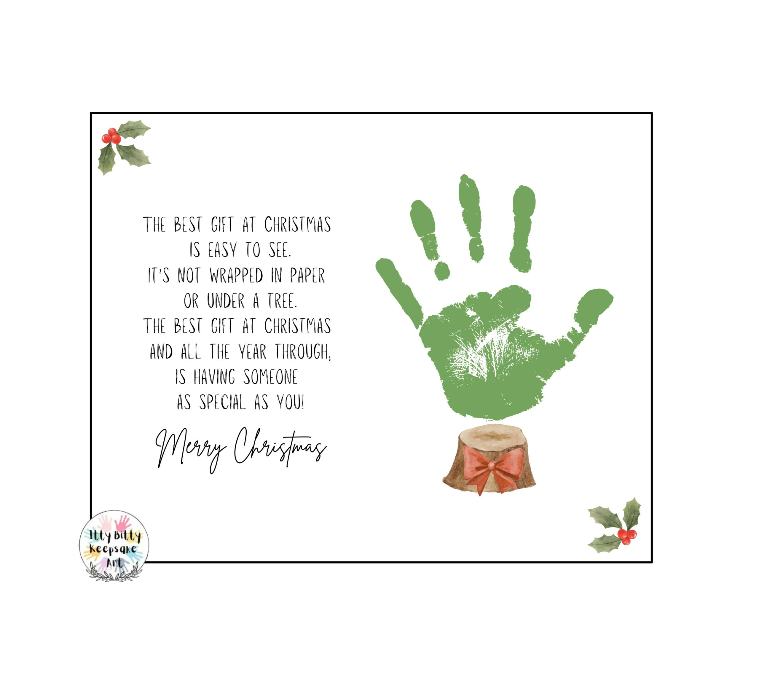 Christmas Gift Handprint Craft Art Printable Template / Winter throughout Free Printable Christmas Handprint Poem