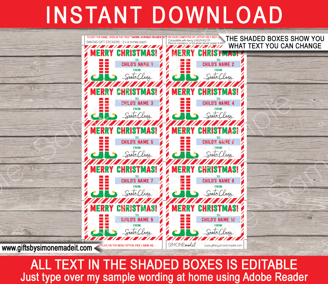 Christmas Gift Labels Template (Elf) - Red &amp;amp; Green within Printable Christmas Label Template