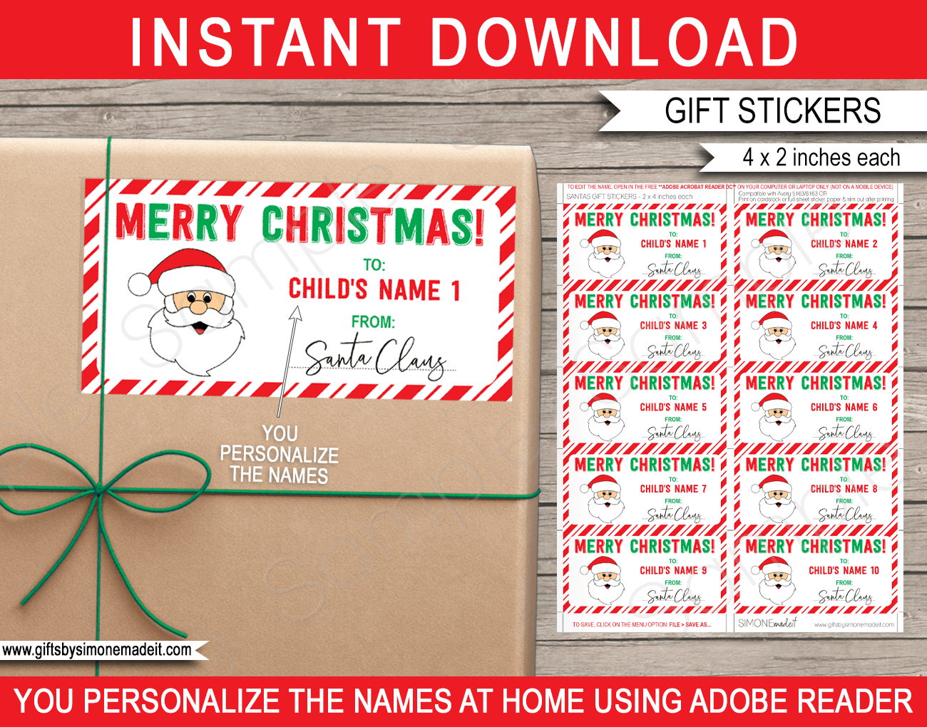 Christmas Gift Labels Template | Printable Gift Tags From Santa Claus for Free Printable Christmas Labels Templates