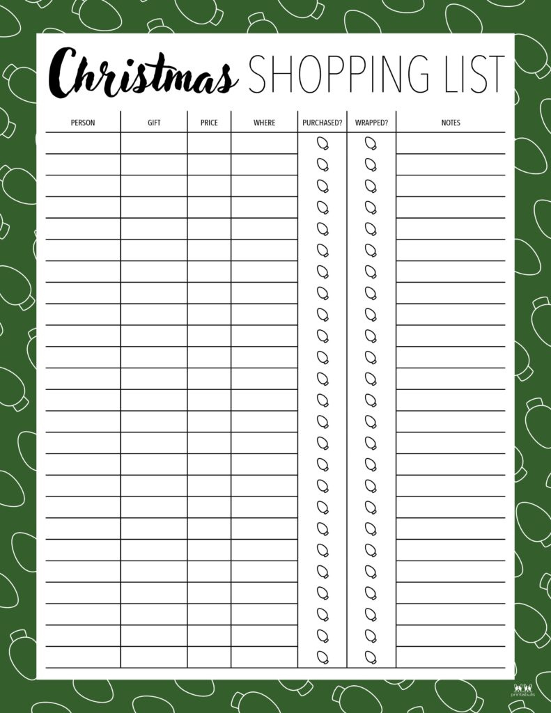 Christmas Gift List Templates - 20 Free Pages | Printabulls for Printable Christmas List Organizer