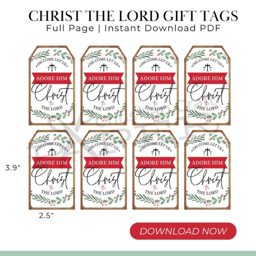Christmas Gift Tags | Oh Come Let Us Adore Him | Digital Download intended for Free Printable Christian Christmas Gift Tags