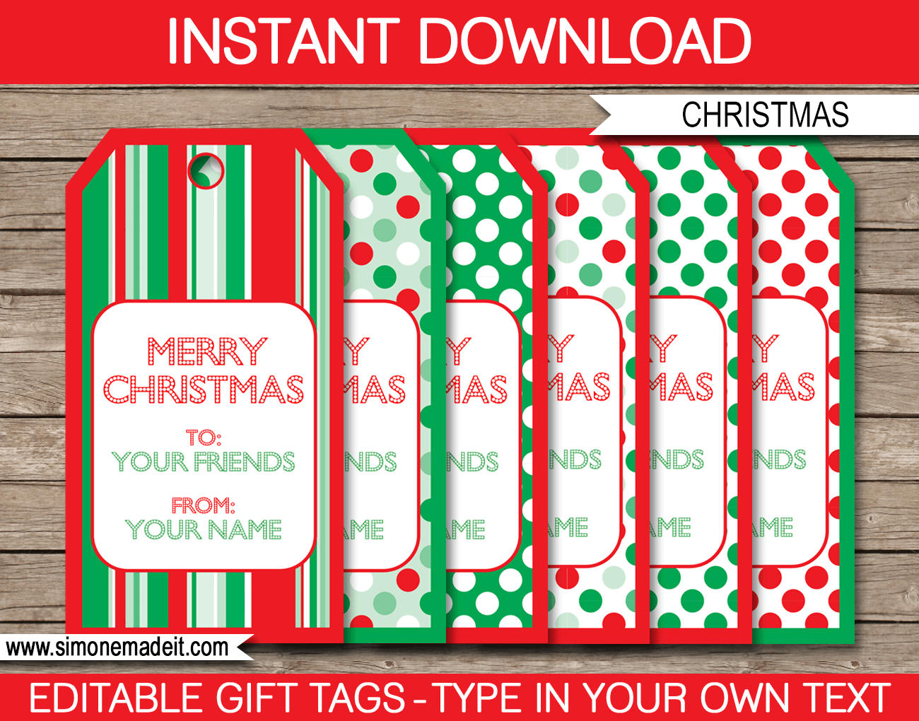 Christmas Gift Tags Template - Red &amp;amp; Green regarding Editable Printable Gift Tags Christmas