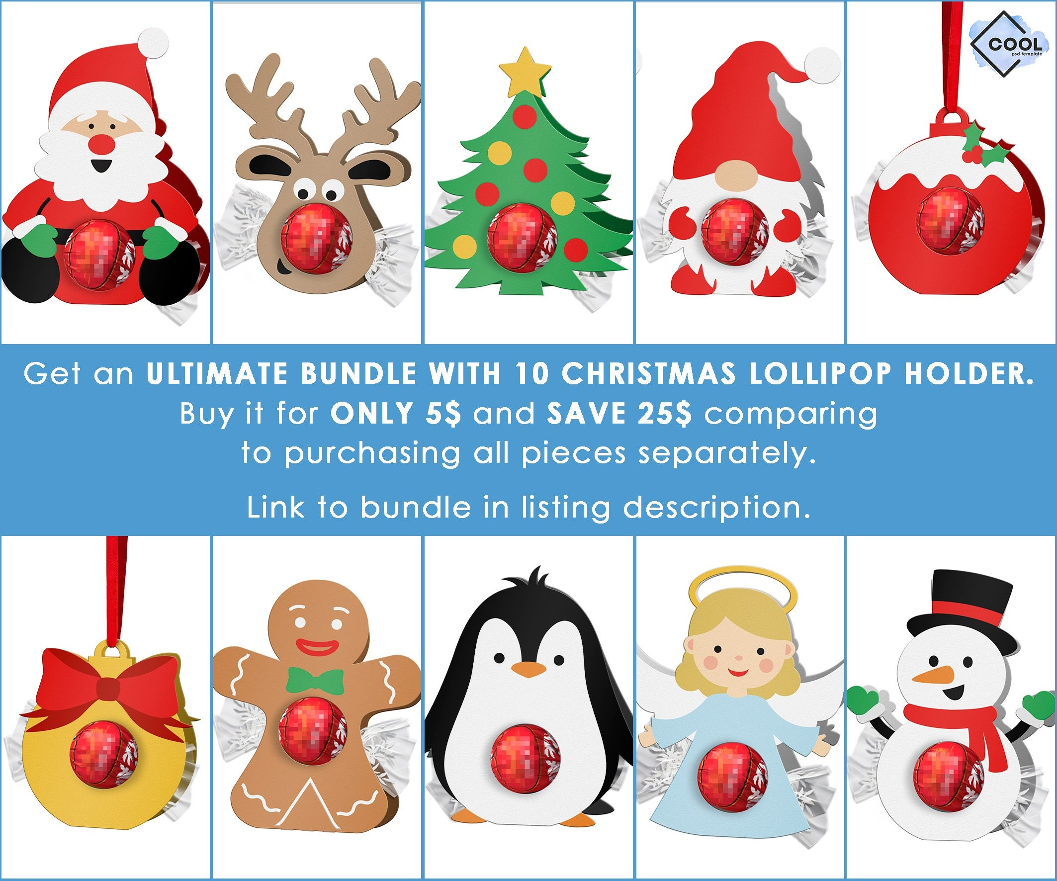 Christmas Gnome Lollipop Holder Svg: Diy Craft For Kids (Digital in Printable Christmas Lollipop Holder Template