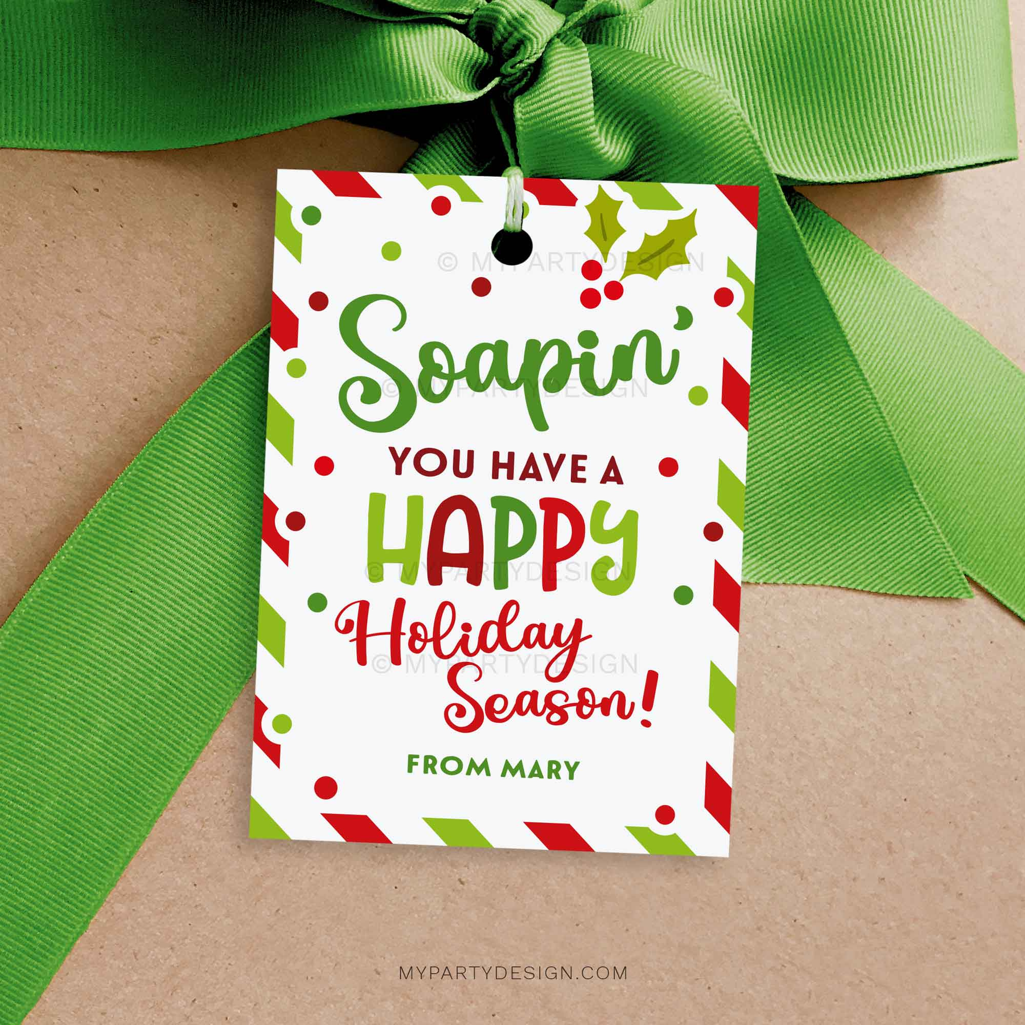 Christmas Holidays Soap Gift Tag, Printable Pdf - My Party Design inside Free Printable Christmas Soap Tags