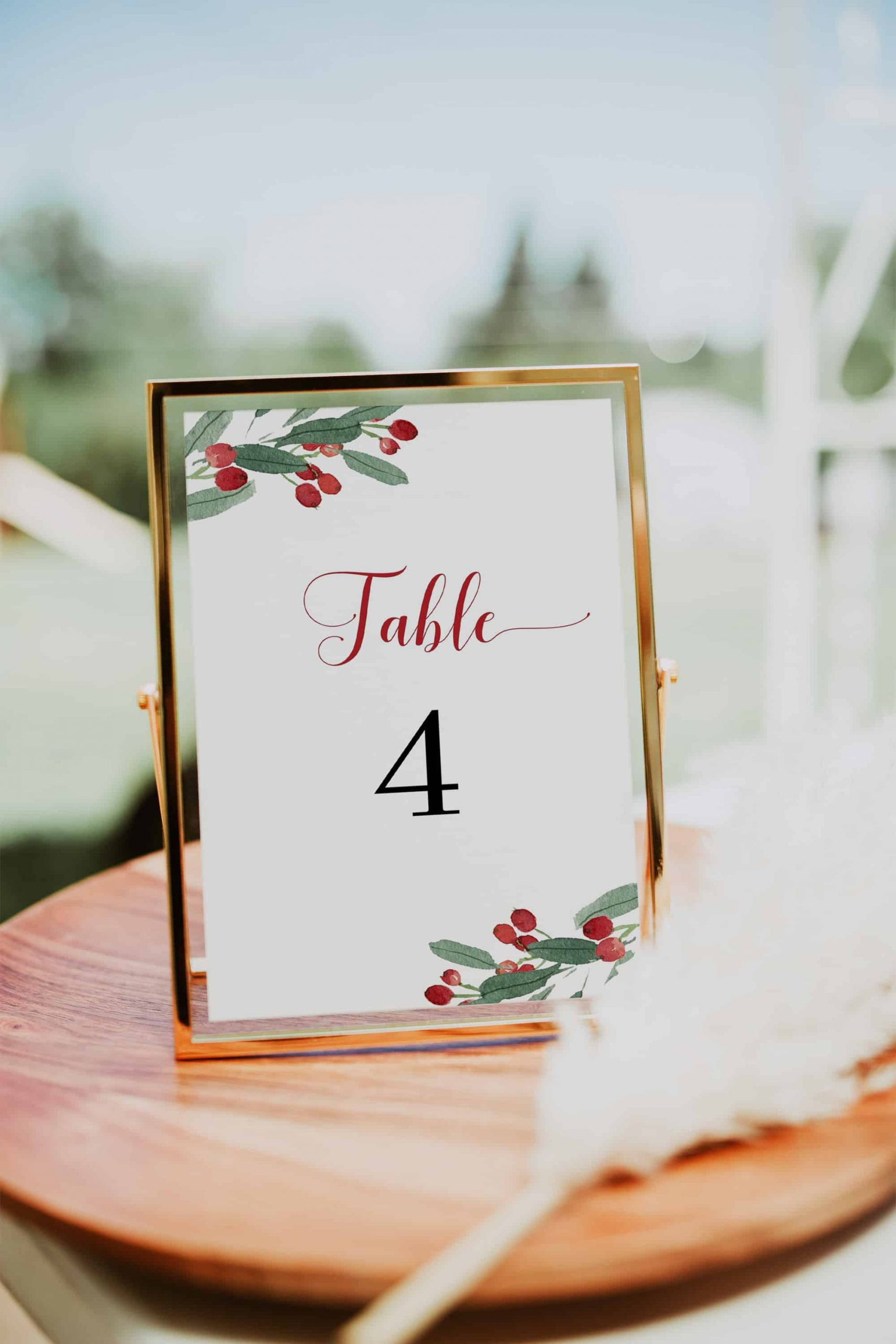Christmas Holy Berries Table Numbers Template | Do It Yourself with Christmas Table Numbers Printable