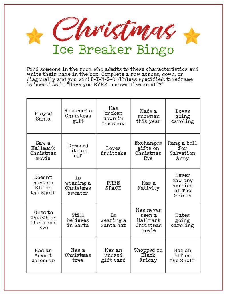 Christmas Ice Breaker Games - Shop On Pinterest within Free Printable Christmas Icebreaker Games