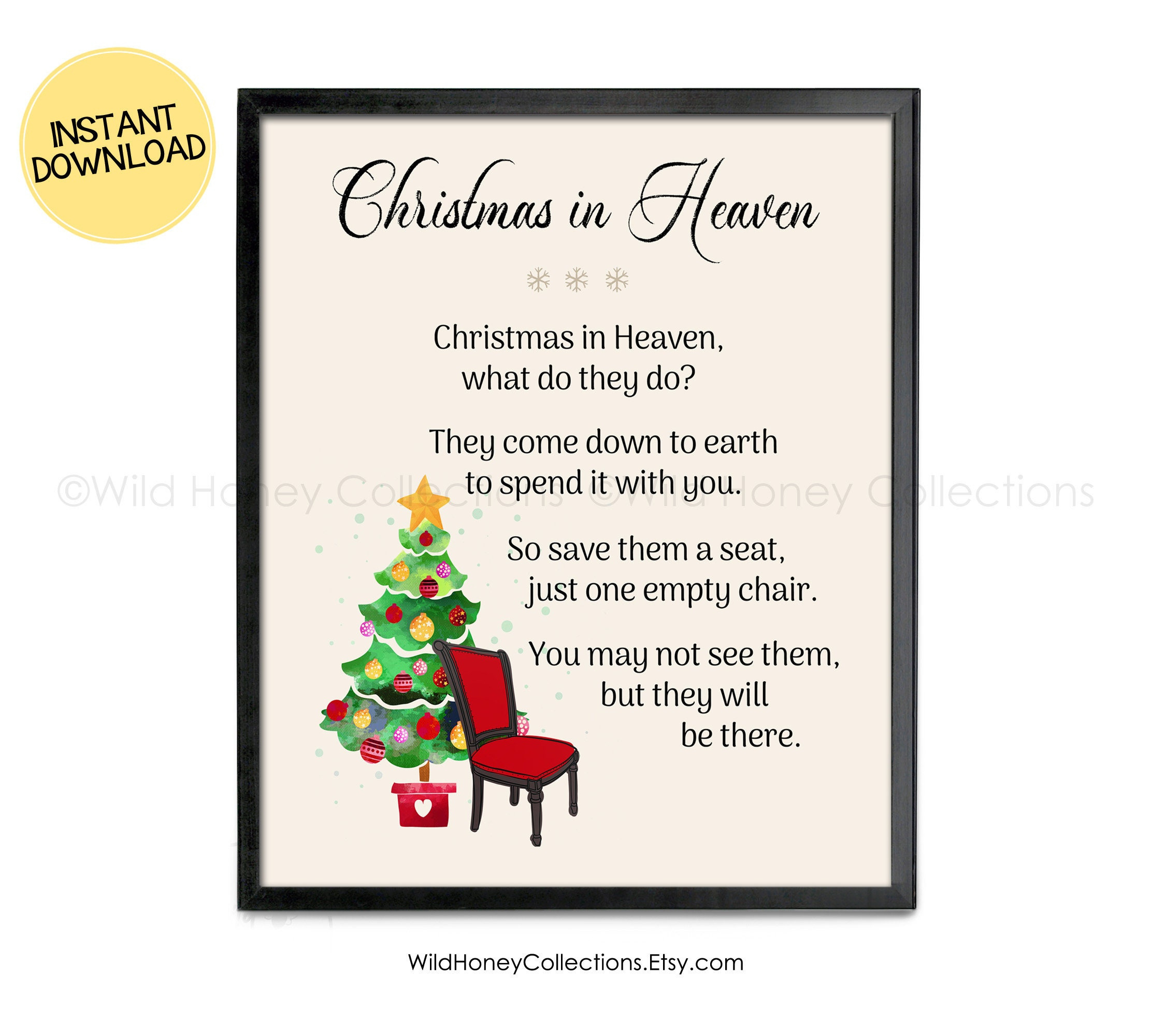 Christmas In Heaven Poem Print: Grief &amp;amp; Mourning Decor (Digital pertaining to Merry Christmas From Heaven Poem Printable