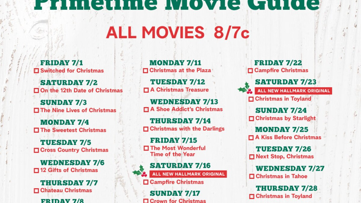 Christmas In July 2022 Primetime Movie Guide | Christmas In July throughout Hallmark Christmas in July Schedule Printable