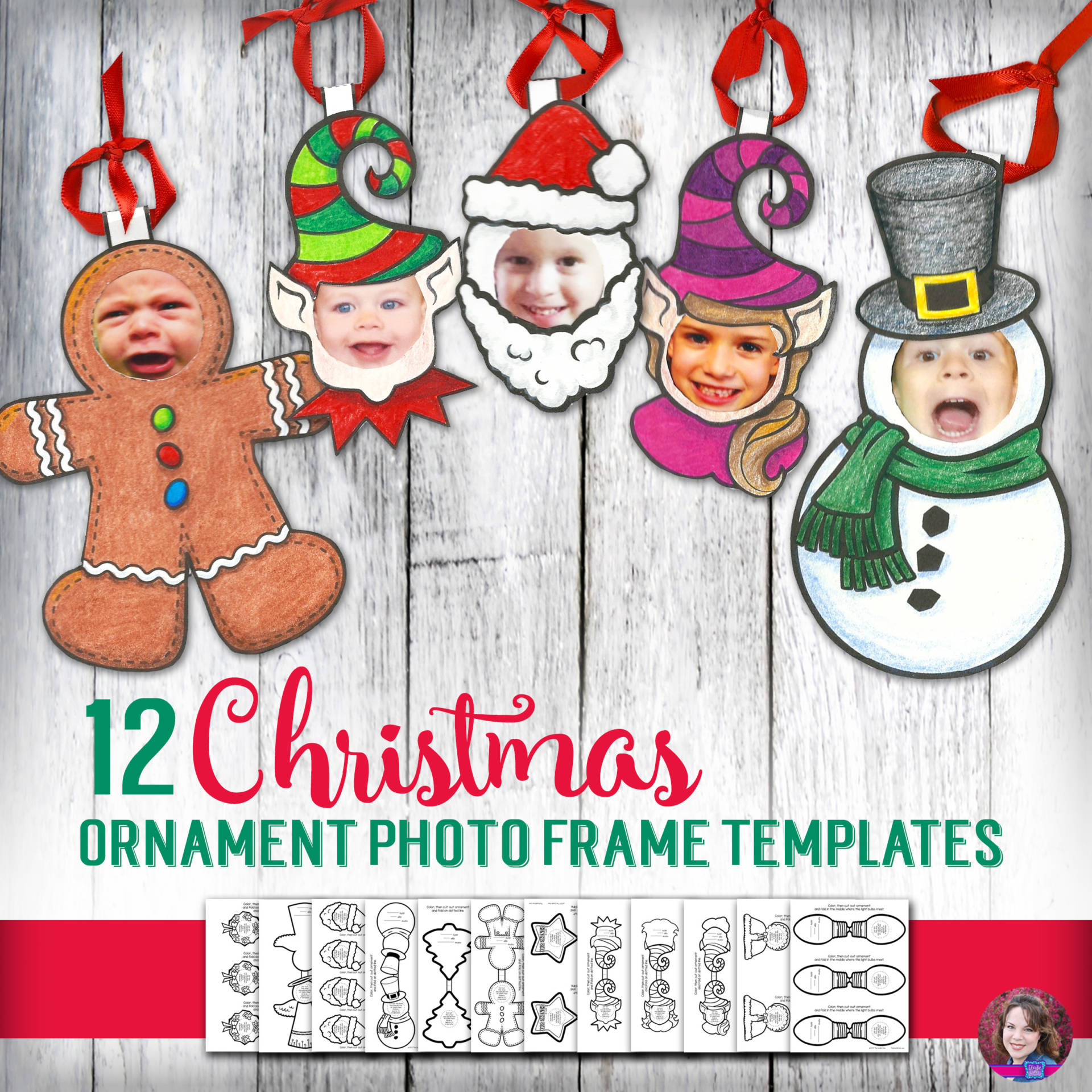 Christmas Keepsake Ornament Photo Frames Template (12) inside Printable Christmas Ornament Picture Frame