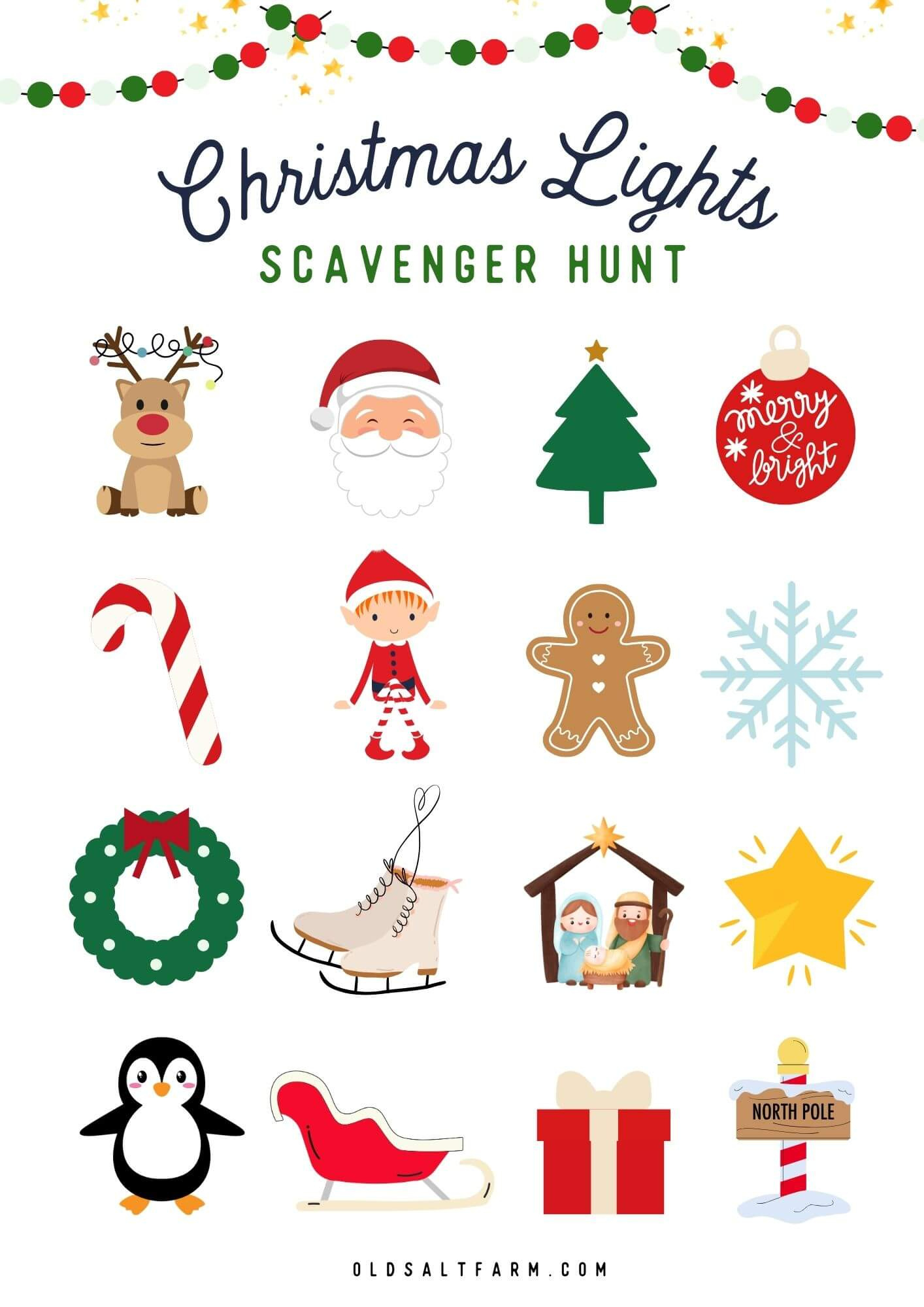 Christmas Light Scavenger Hunt | Free Printable | Old Salt Farm with Free Printable Christmas Light Scavenger Hunt