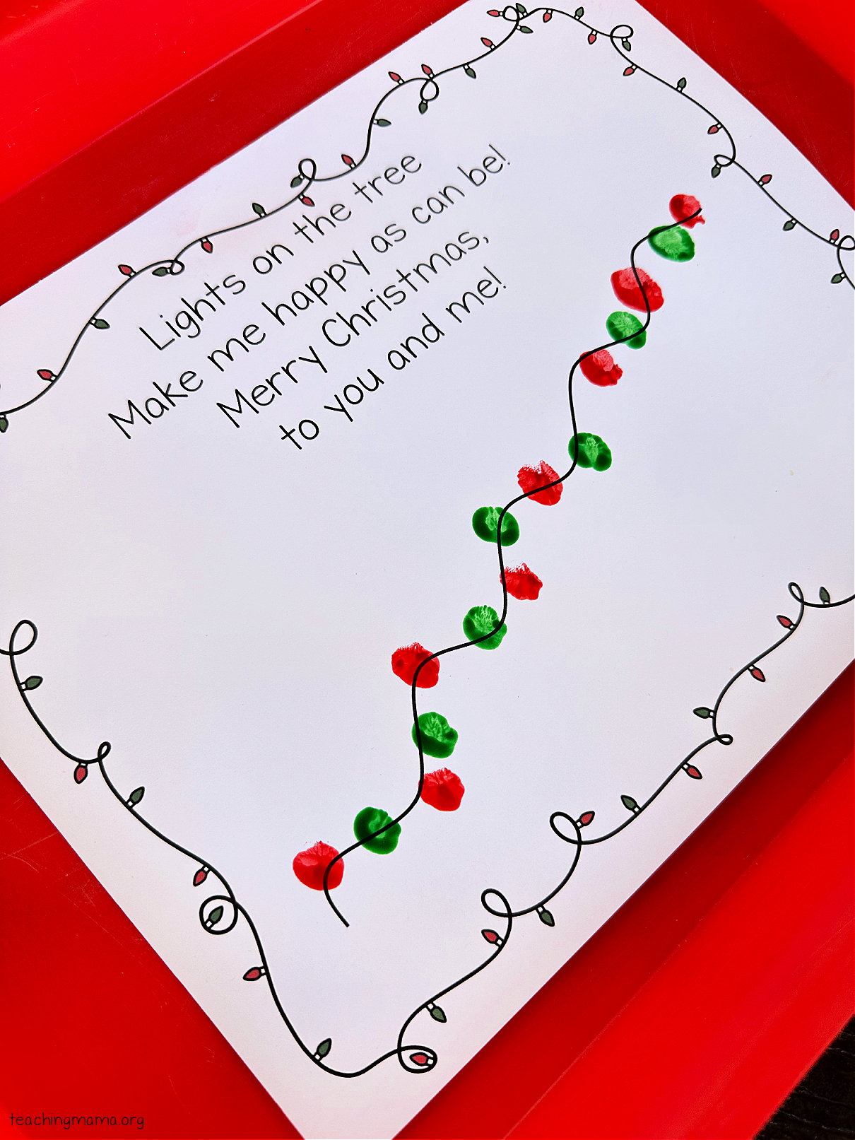 Christmas Lights Fingerprint Printable - Teaching Mama intended for Free Printable Fingerprint Christmas Lights Template