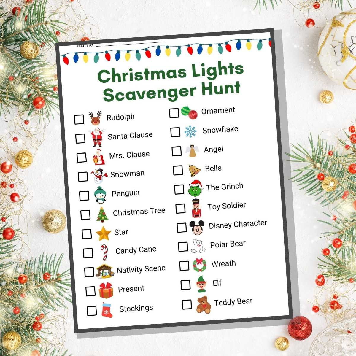 Christmas Lights Scavenger Hunt With Pictures - Literacy Learn with Free Printable Christmas Light Scavenger Hunt Printable