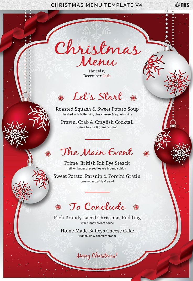 Christmas Menu Template V4, A Flyer Templatethatsdesign Art regarding Free Printable Christmas Dinner Menu