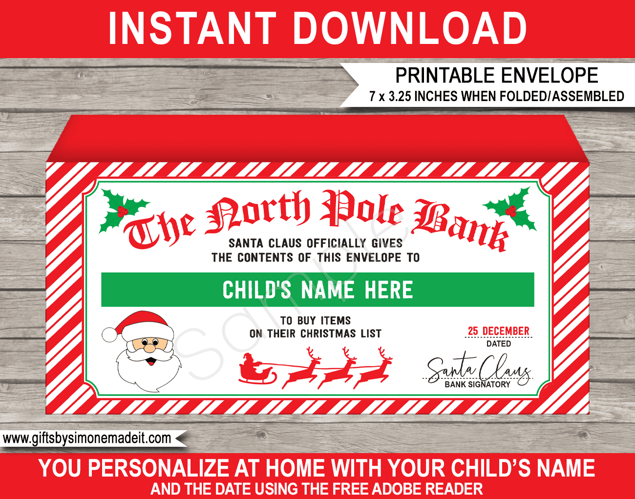 Christmas Money Envelope (From Santa) - Red & Green pertaining to Free Printable Christmas Money Envelopes
