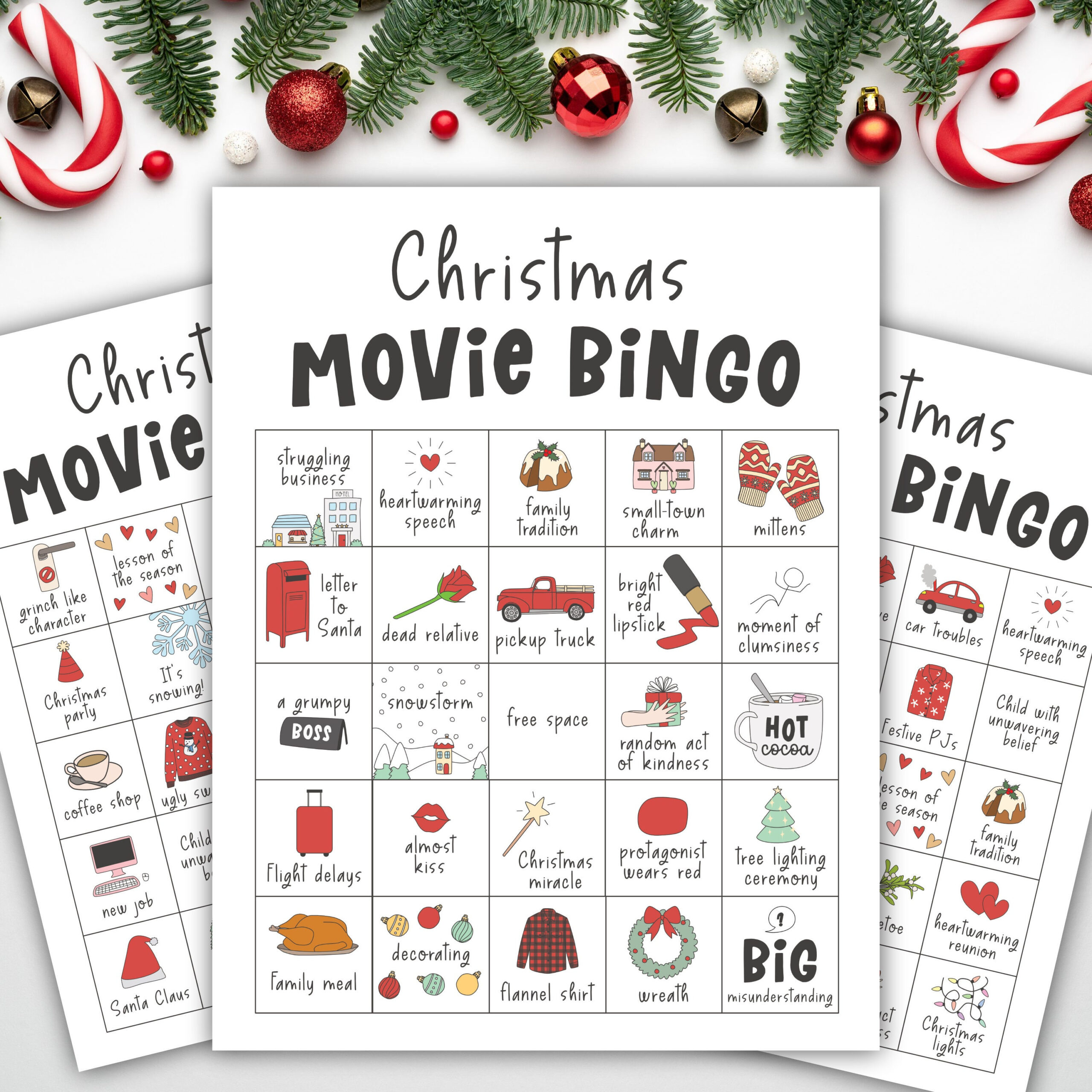 Christmas Movie Bingo Cards, Printable Holiday Games, Xmas pertaining to Printable Christmas Movie Bingo