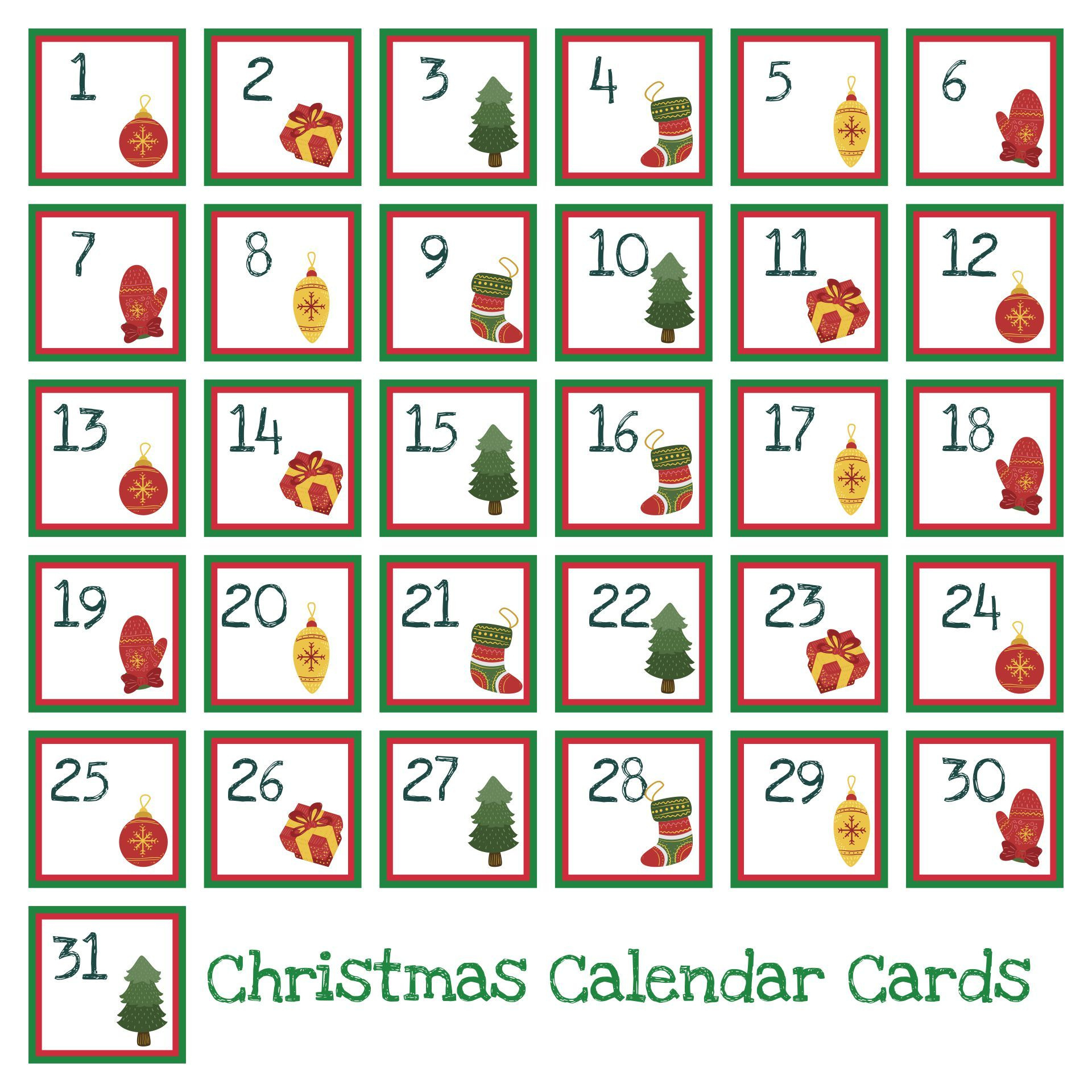 Christmas Numbers 1 To 31 - 13 Free Pdf Printables | Printablee throughout Free Printable Christmas Numbers 1-30