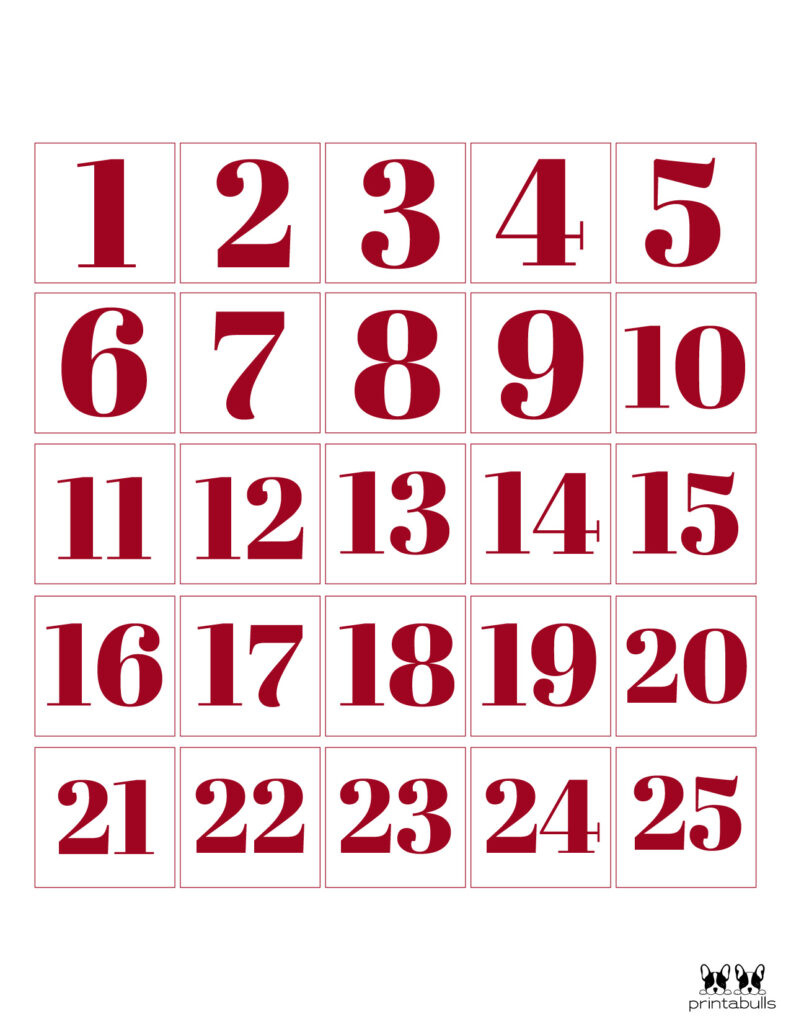 Christmas Numbers | Printabulls intended for Free Printable Christmas Numbers 1 24