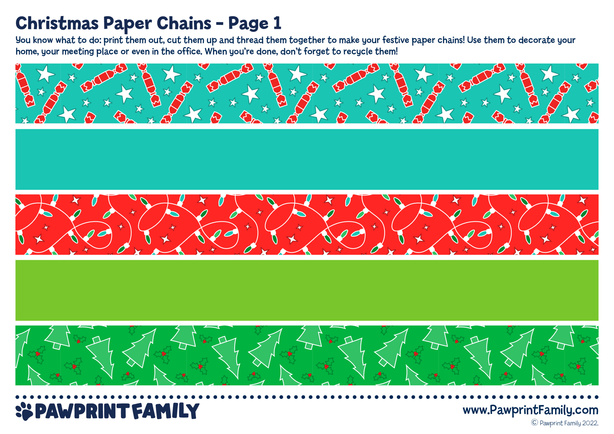 Christmas Paper Chains | Pawprint Family with regard to Free Printable Christmas Paper Chains