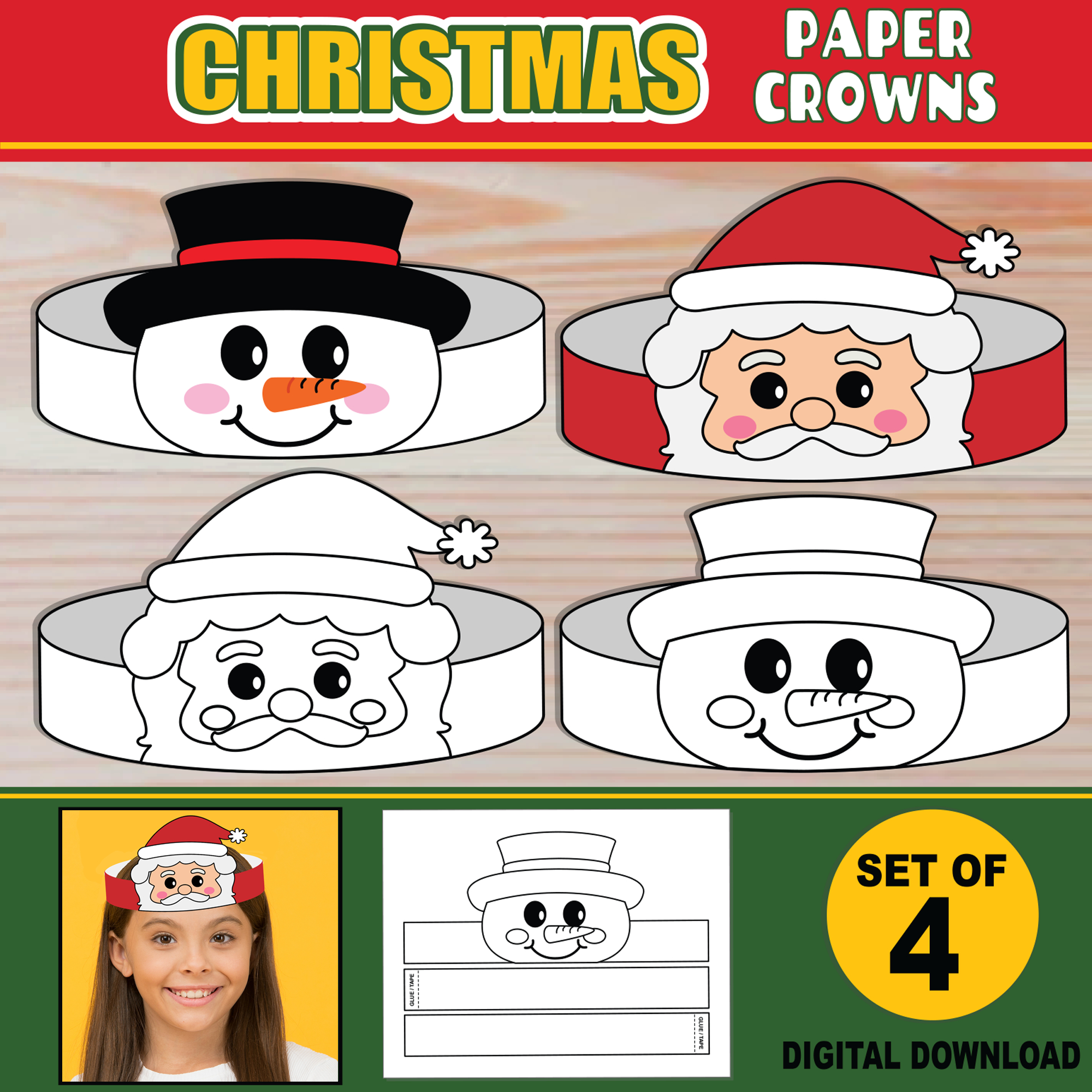 Christmas Paper Crowns For Kids | Printable Paper Hat Headbands within Printable Christmas Headband Craft