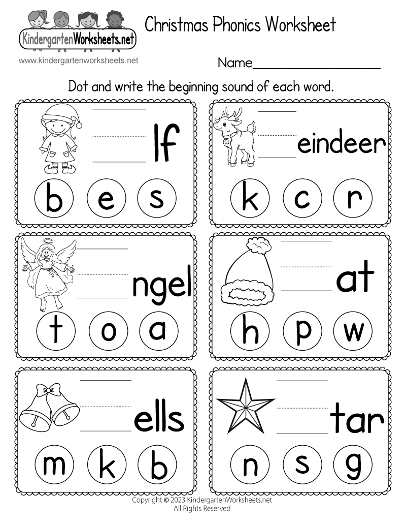 Christmas Phonics Worksheet - Free Printable, Digital, & Pdf throughout Free Christmas Kindergarten Printable