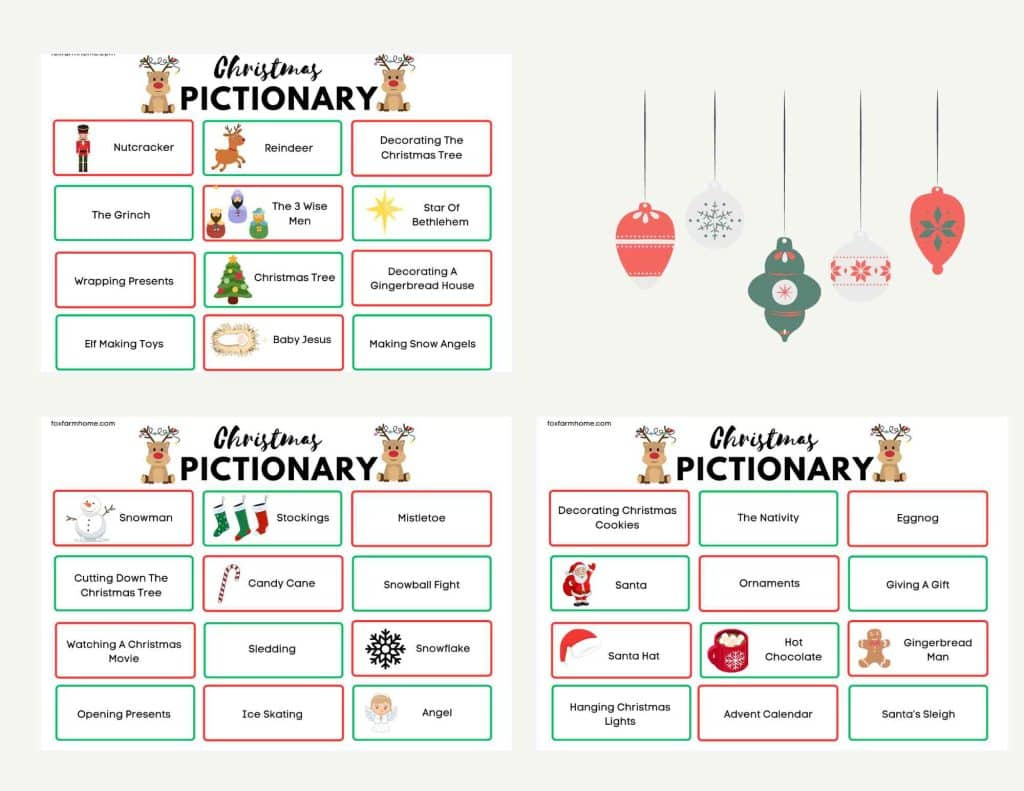 Christmas Pictionary Game For Families-Free Printable - Fox Farm Home throughout Free Printable Christmas Pictionary Game