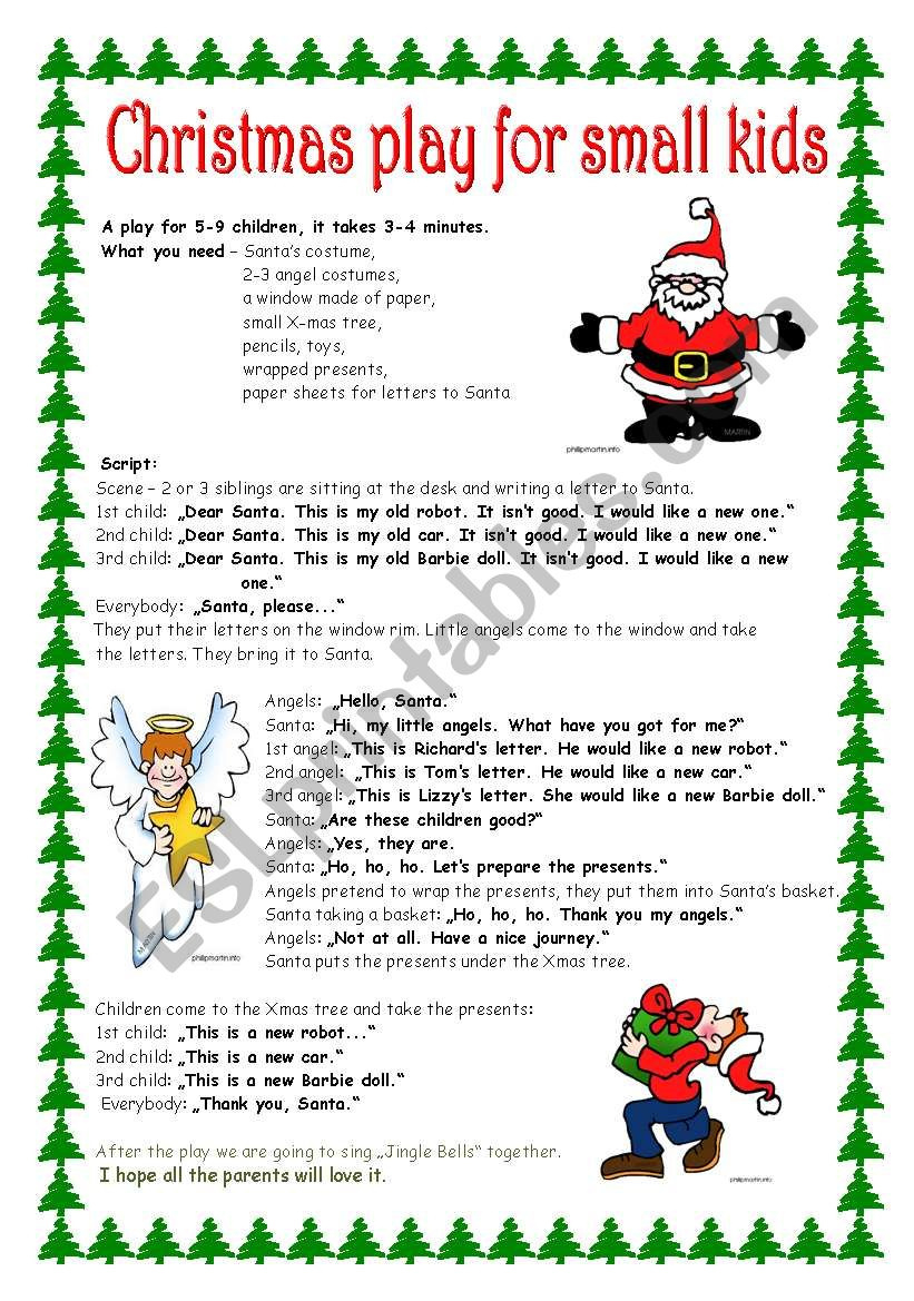 Christmas Play For Small Kids - Esl Worksheetkvetka27 in Funny Christmas Play Scripts Free Printable