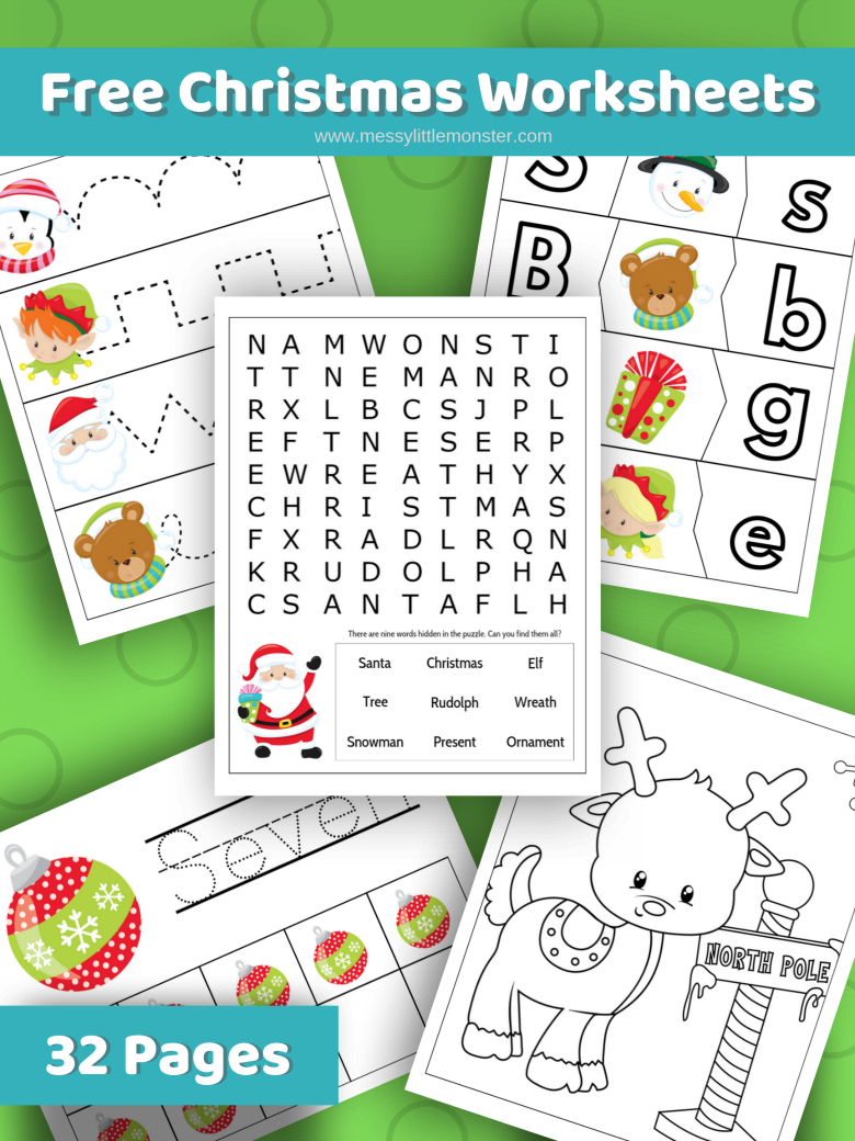 Christmas Printable Activities For Kids - Messy Little Monster for Free Printable Christmas Activities Worksheets