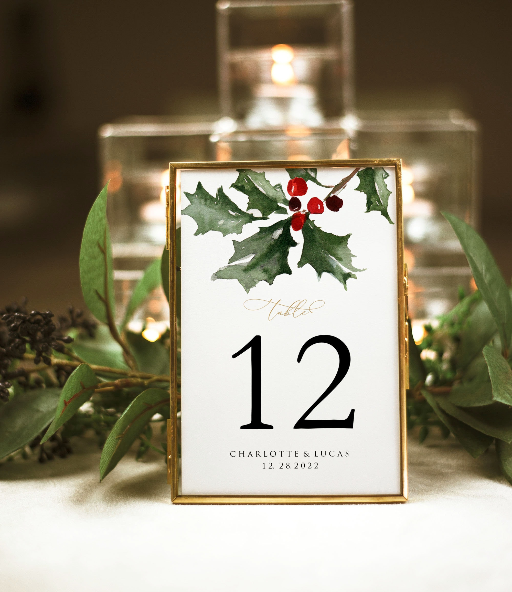 Christmas Printable Table Numbers, Holiday Table Numbers, 5X7 for Christmas Table Numbers Printable