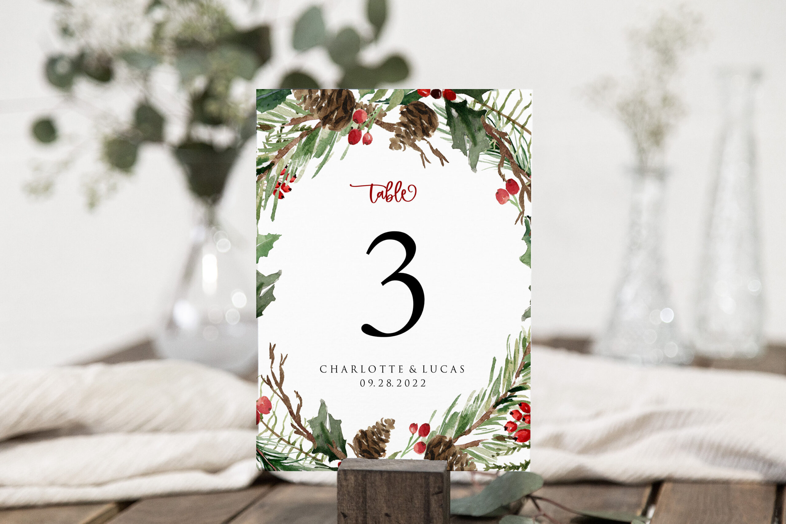 Christmas Printable Table Numbers, Holiday Table Numbers, 5X7 throughout Christmas Table Numbers Printable