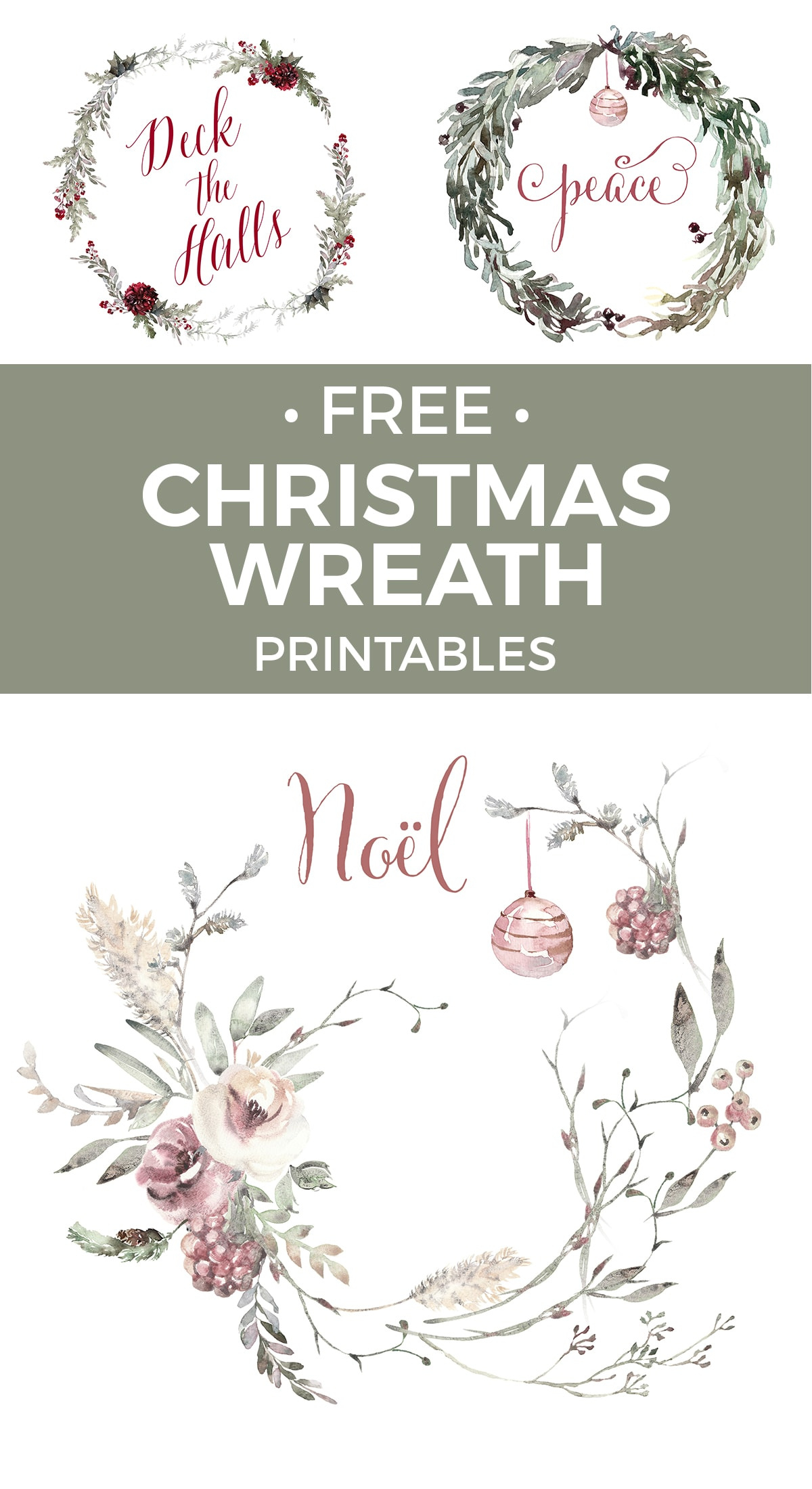 Christmas Printables: Romantic Christmas Wreath Art pertaining to Christmas Wreath Printable Free