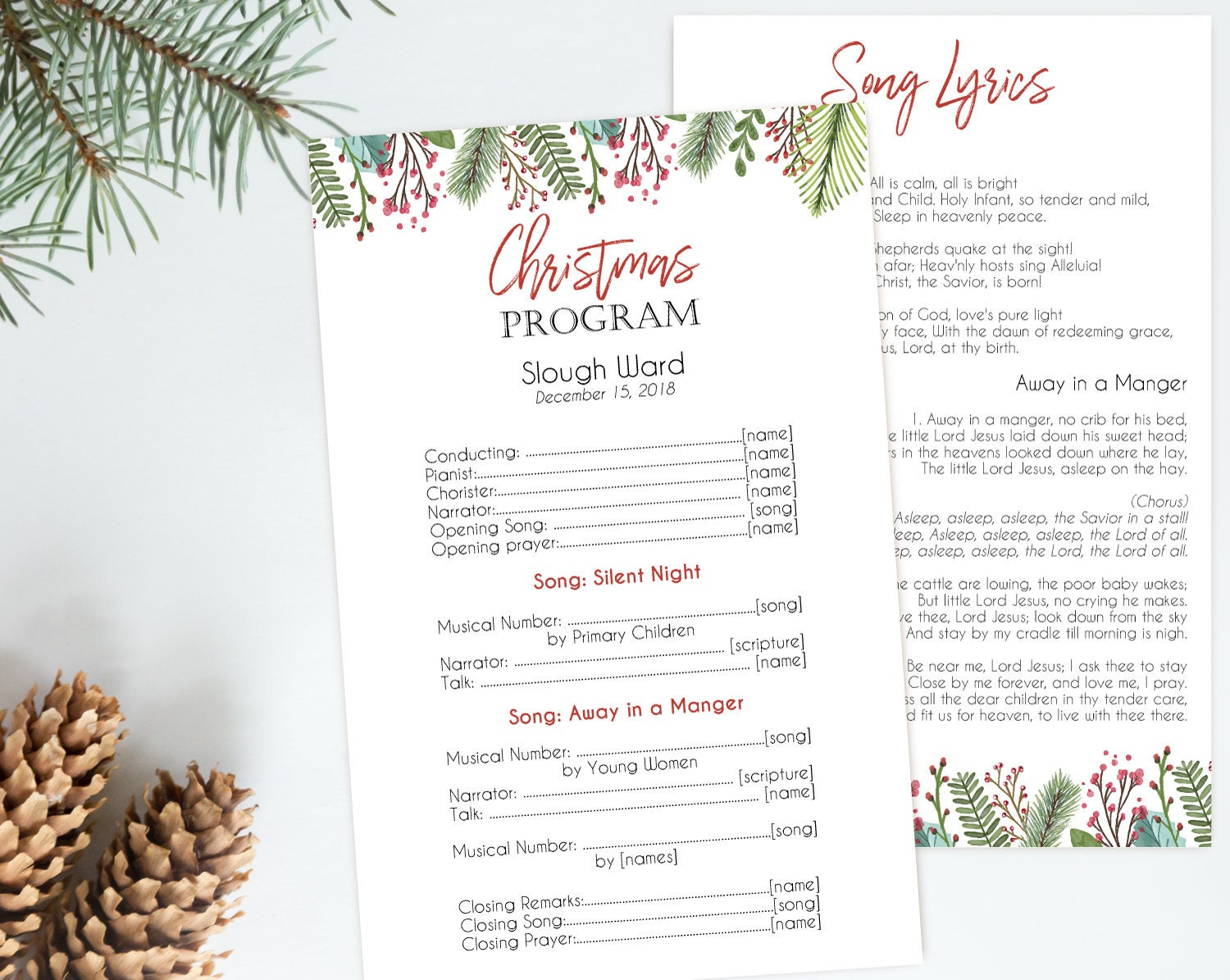 Christmas Program, Editable Pdf, Editable Template, Editable Text inside Free Printable Christmas Programs For Small Churches