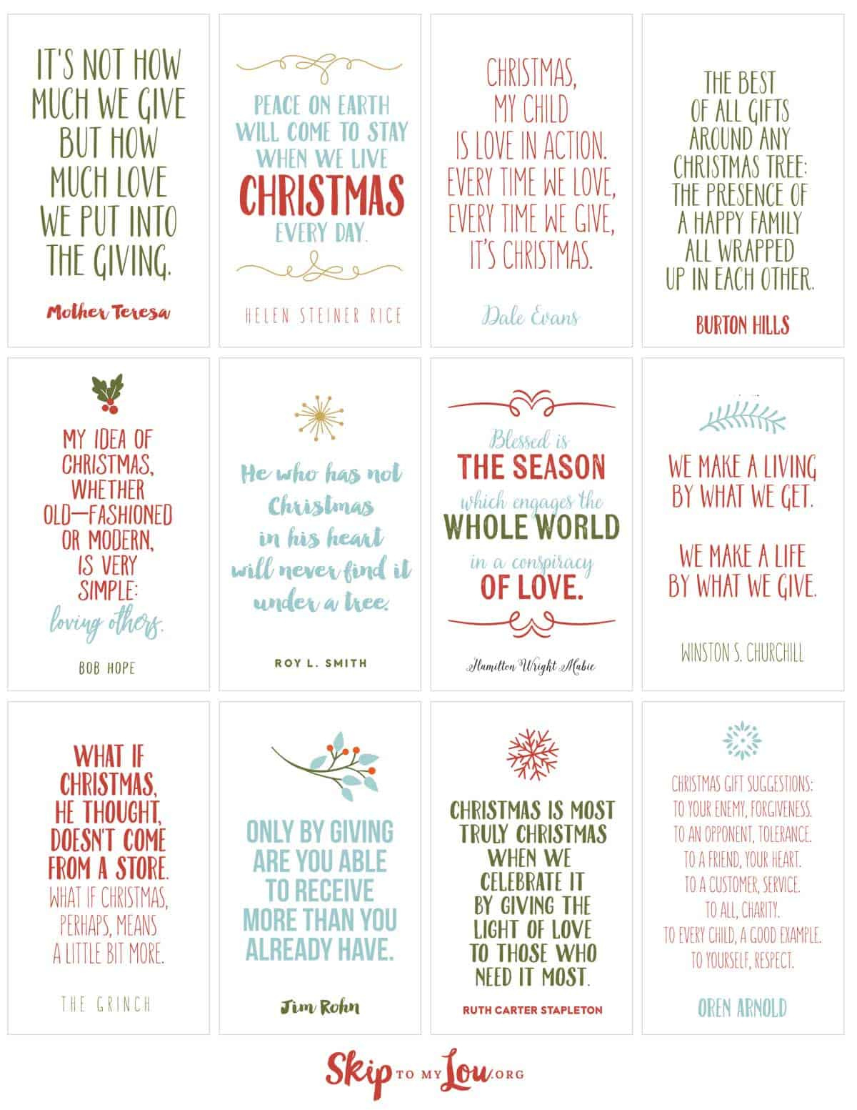 Christmas Quotes {Free Printable Cards} | Skip To My Lou with regard to Printable Christmas Card Messages