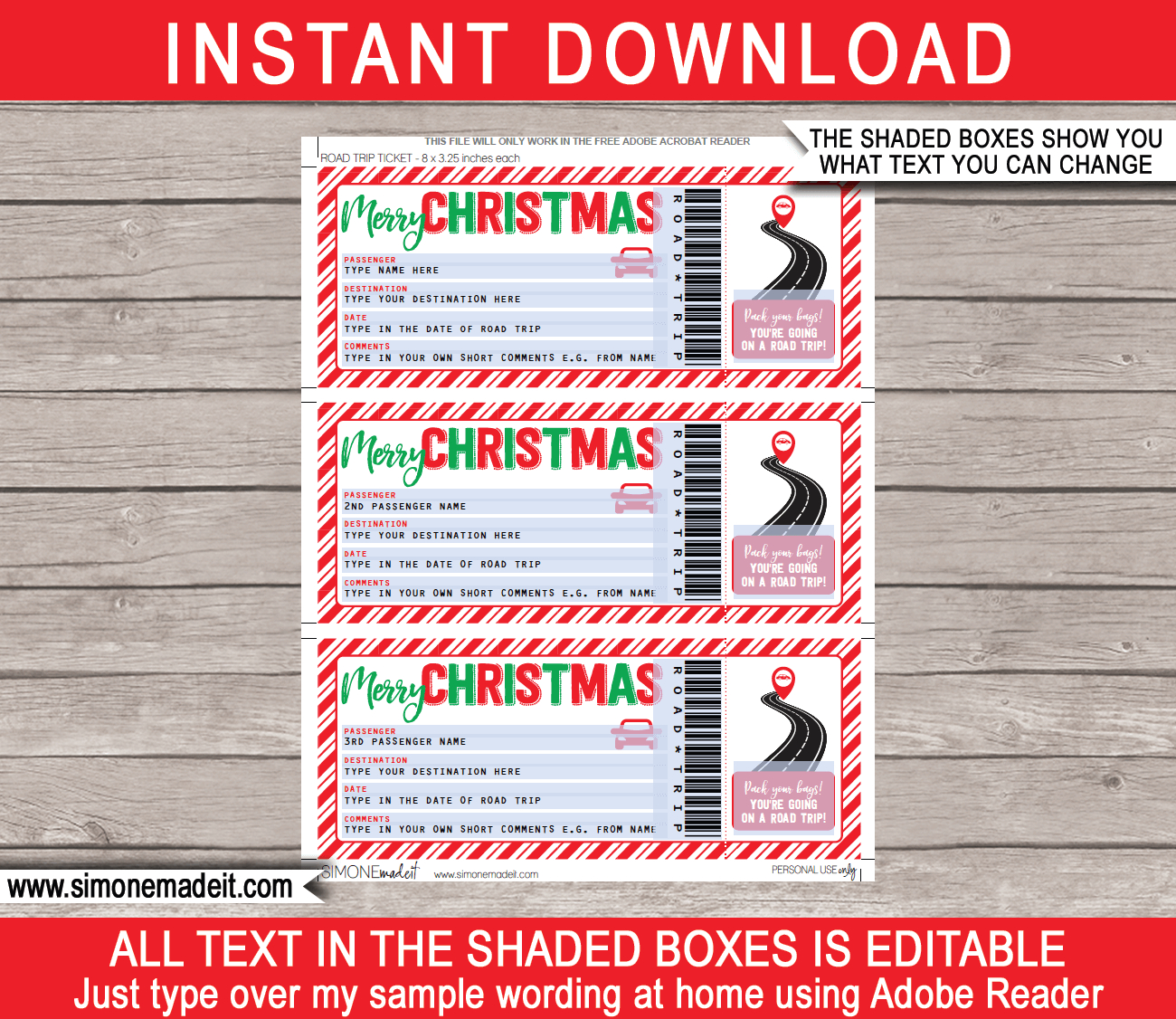 Christmas Road Trip Ticket Template | Surprise Road Trip Reveal for Free Printable Christmas Tickets