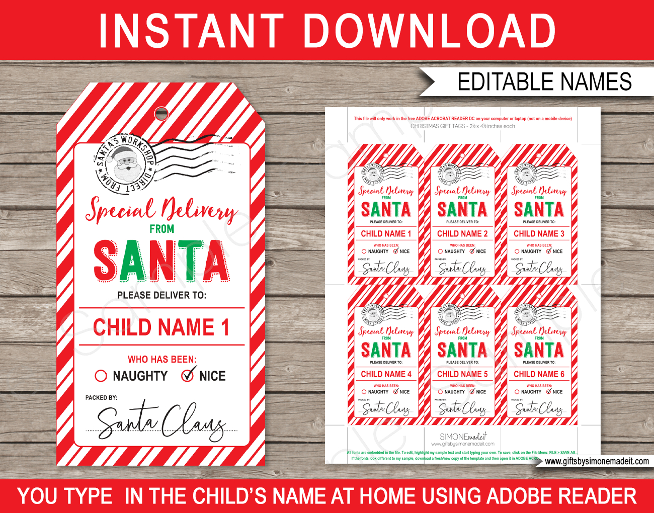 Christmas Santa Gift Tags - Red &amp;amp; Green regarding Free Printable Christmas Gift Tags From Santa