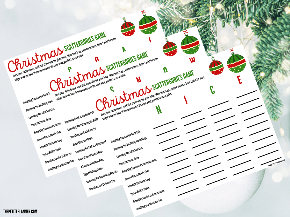 Christmas Scattergories Game Printable (Free!) intended for Free Printable Christmas Scattergories Game