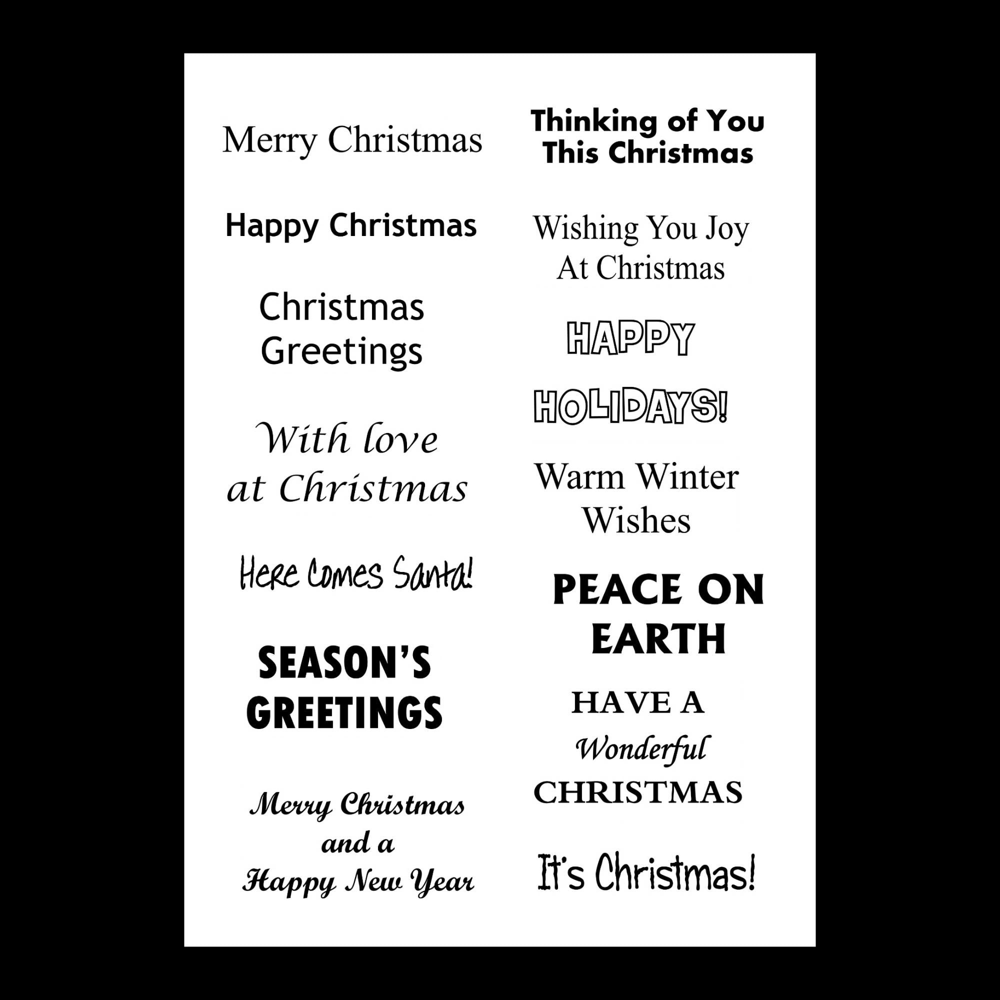 Christmas Sentiments Digital Sheet, Printable Festive Sentiments for Free Printable Christmas Card Sentiments