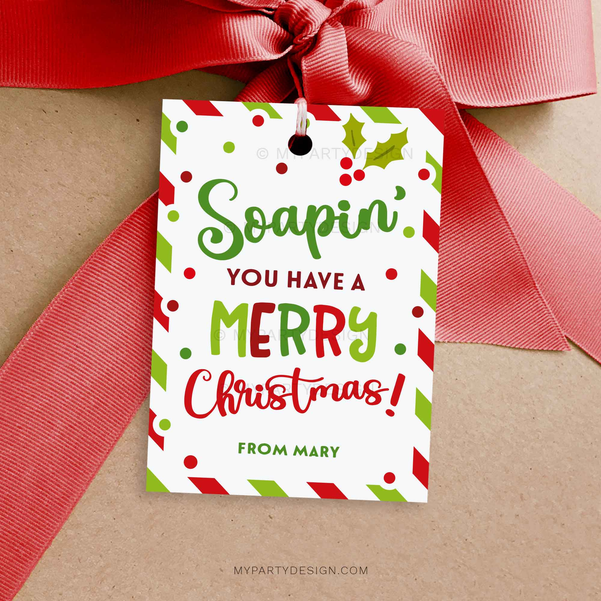 Christmas Soap Gift Tag, Printable Pdf - My Party Design throughout Free Printable Christmas Soap Tags