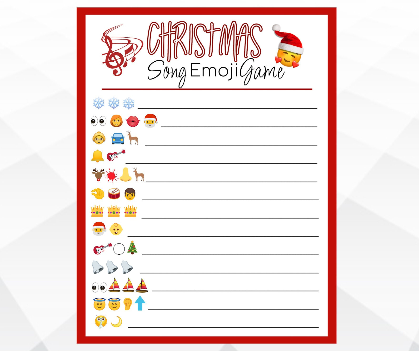 Christmas Song Emoji Game, Christmas Printable Game, Christmas pertaining to Emoji Christmas Songs Games Printable