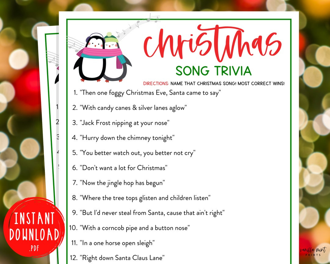 Christmas Song Trivia Game | Christmas Music Trivia Printable pertaining to Free Christmas Song Trivia Printable